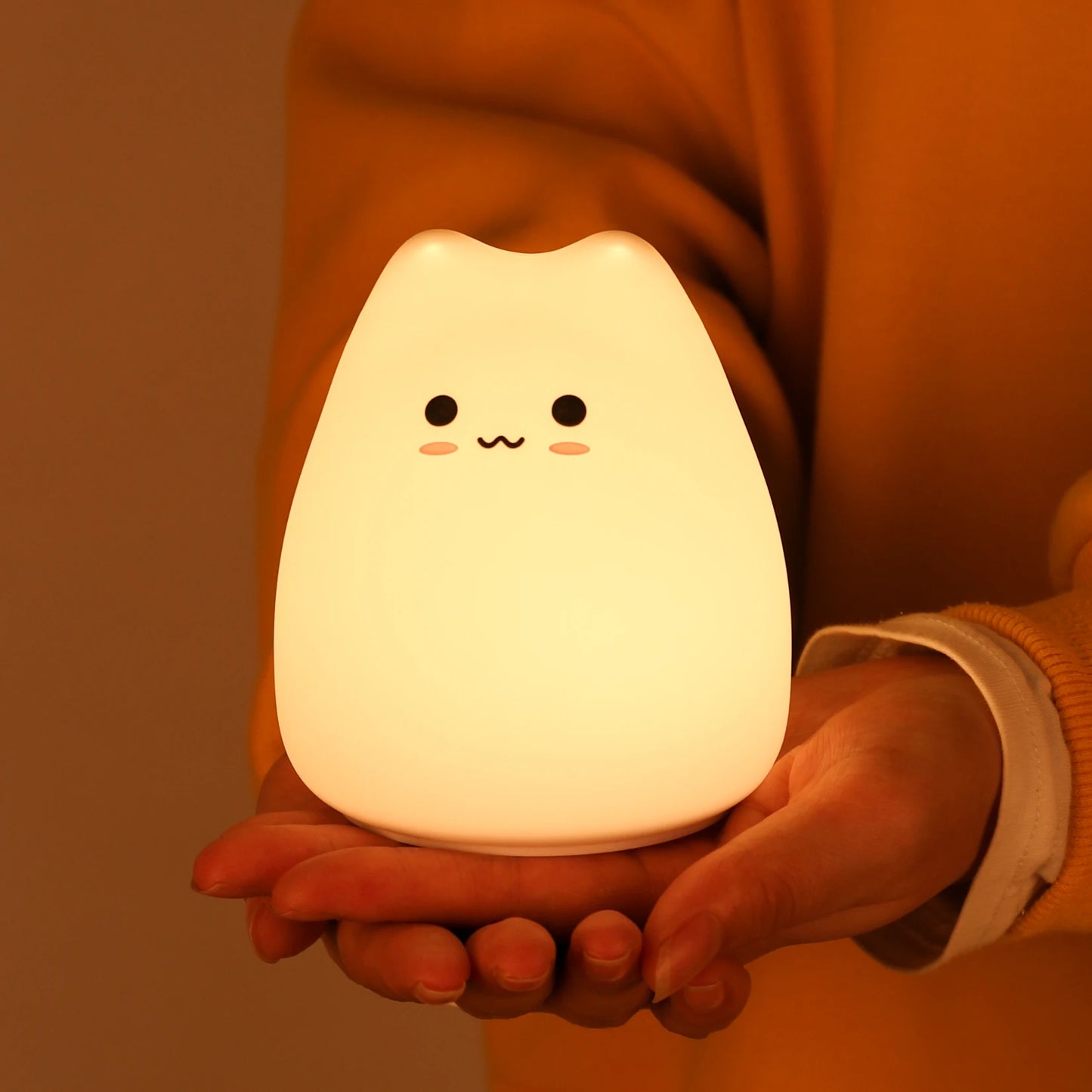 🐱 Mini Lampka Nocna Kotek – Dotykowa LED 7 Kolorów | Prezent Idealny